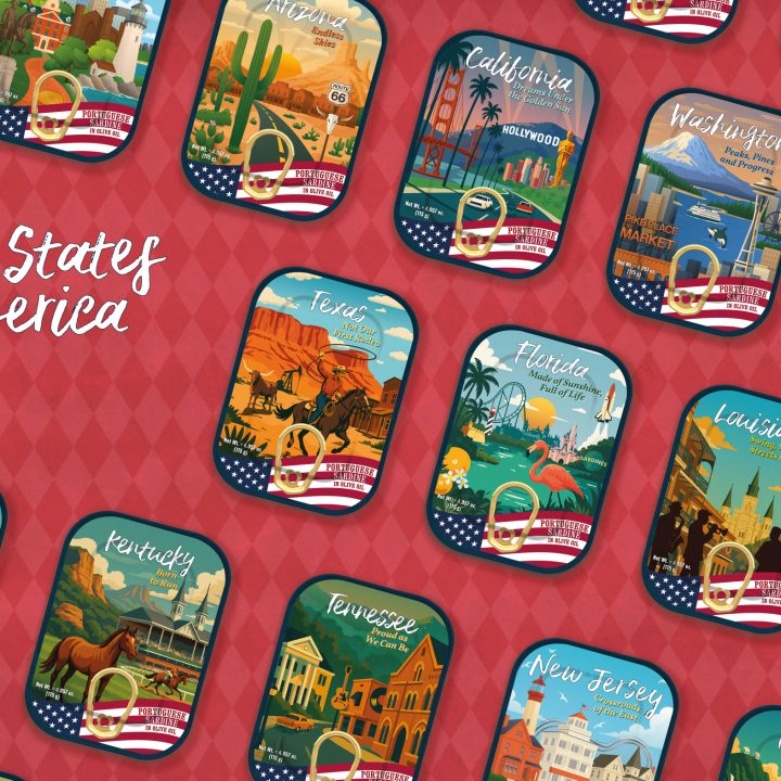 Portuguese Sardine lança coleção com latas ilustradas com os 50 estados dos EUA